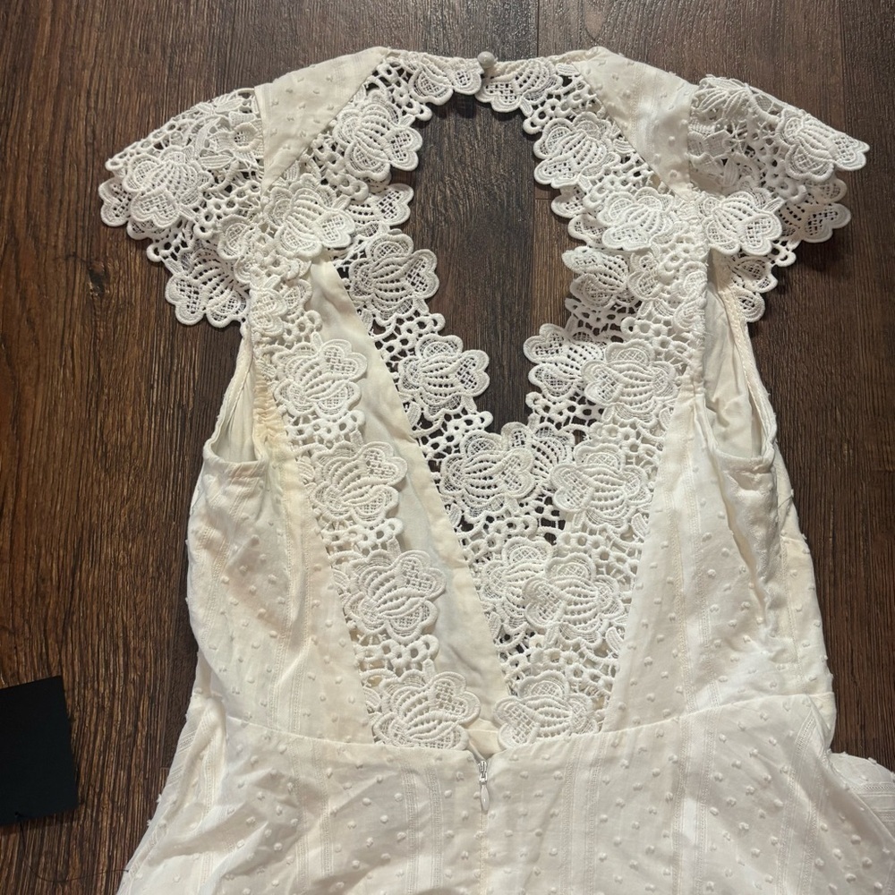 Lulu’s Believe in Dreams White Swiss Dot Lace Backless Skater Dress - Picture 4 of 7